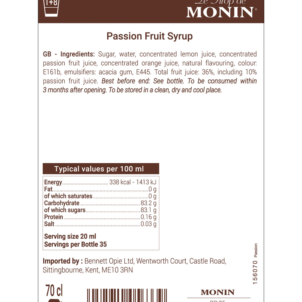 Monin Passion Fruit Flavouring Syrup (700ml) - Discount Coffee