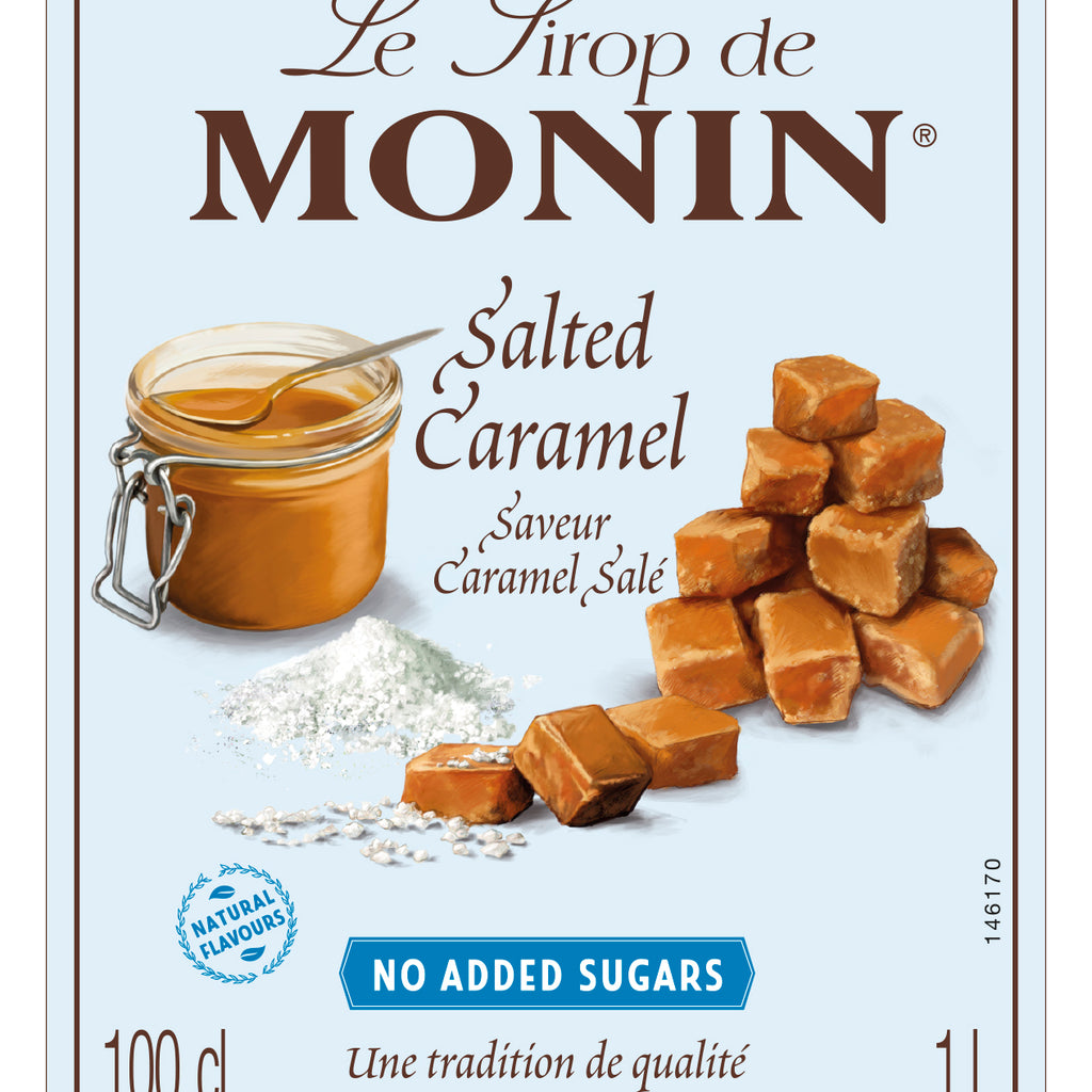 Monin Salted Caramel - No Added Sugar Flavouring Syrup (1 Litre) - Discount Coffee