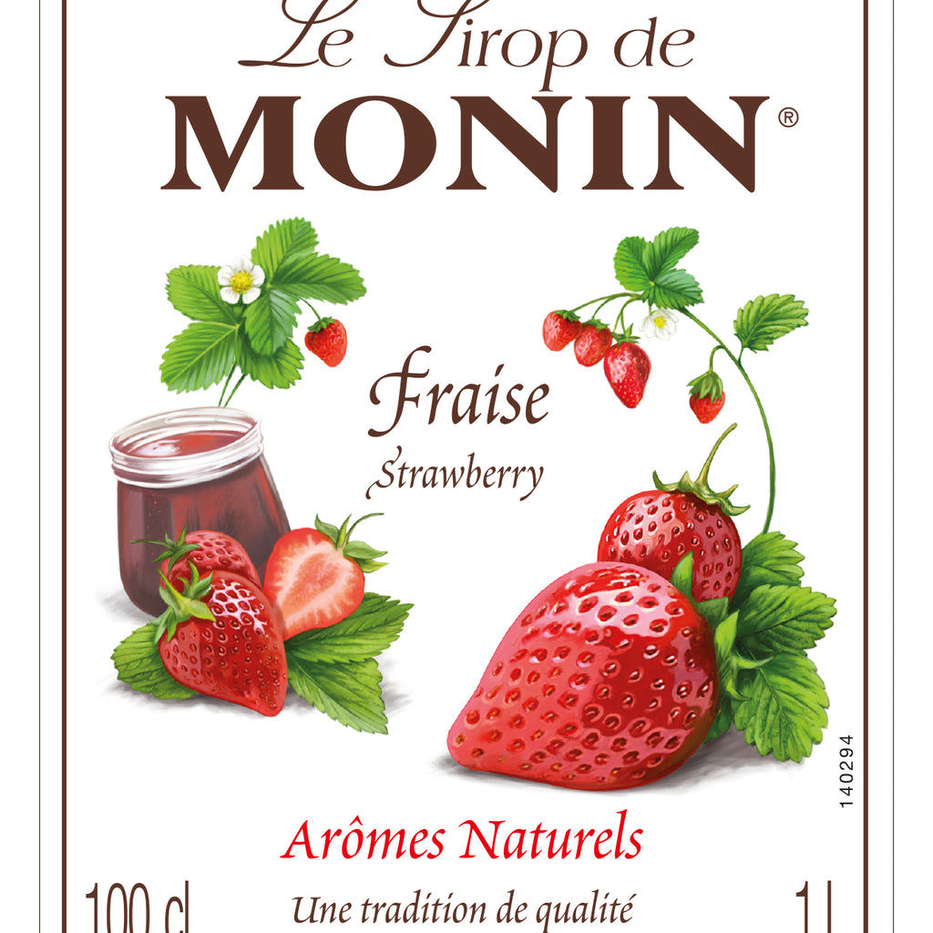 Monin Strawberry Flavouring Syrup (1 Litre) - Discount Coffee