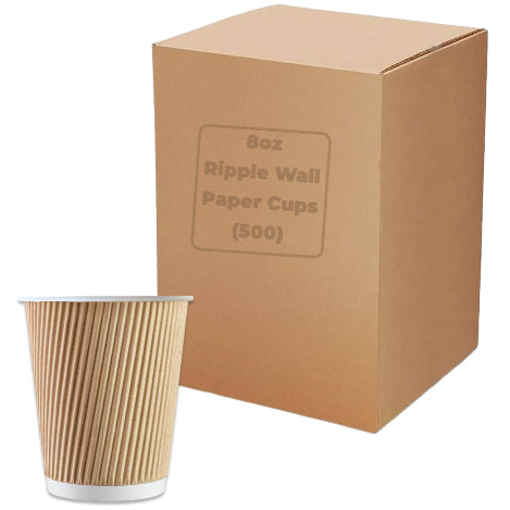 8oz Kraft Ripple Compostable Paper Cups (500)