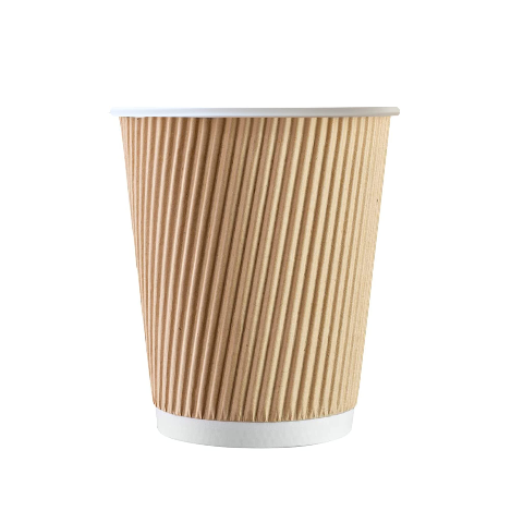 8oz Kraft Ripple Compostable Paper Cups (100)