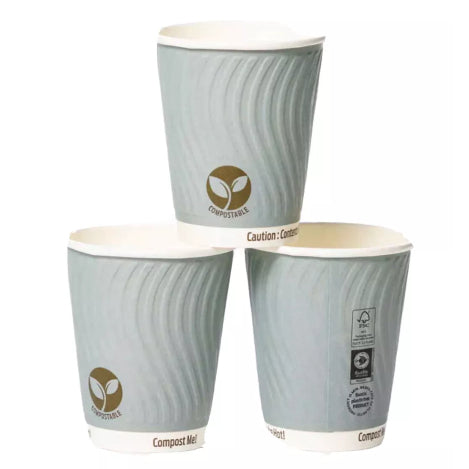 8oz Grey Compostable Coffee Paper Cups (35) - Discount Coffee