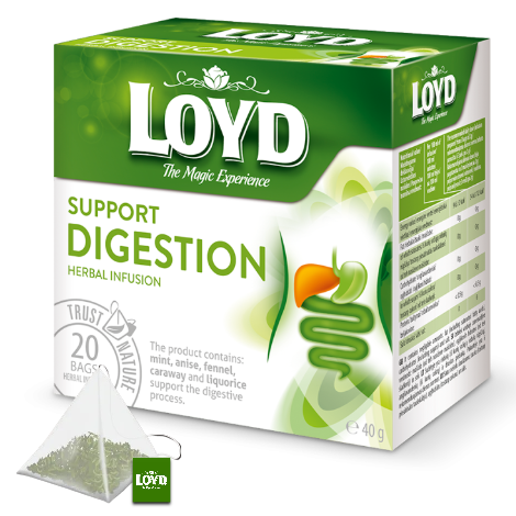 Loyd Support Digestion Herbal Infusion (20 Pyramid Tea Bags) - Discount Coffee