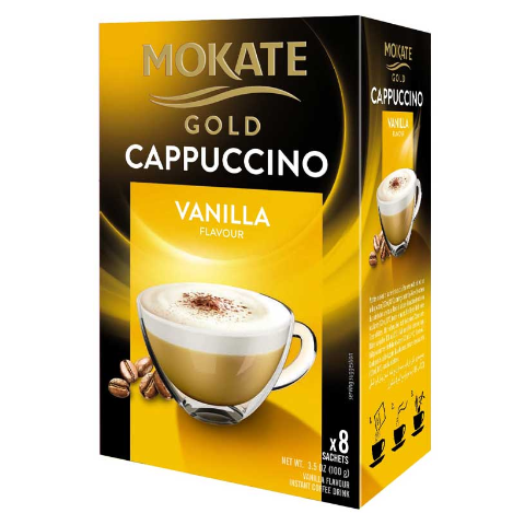 Mokate Gold Vanilla Cappuccino Sachets (8) - Discount Coffee