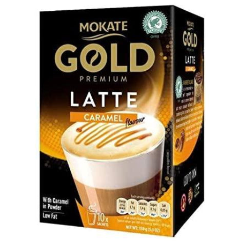 Mokate Gold Premium Caramel Latte Sachets (10) - Discount Coffee