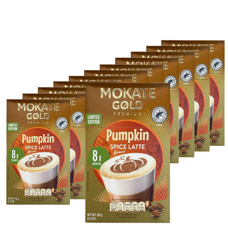 Mokate Gold Pumpkin Spiced latte Sachets - Bulk Buy (12 x 8 Sachets) - Discount Coffee