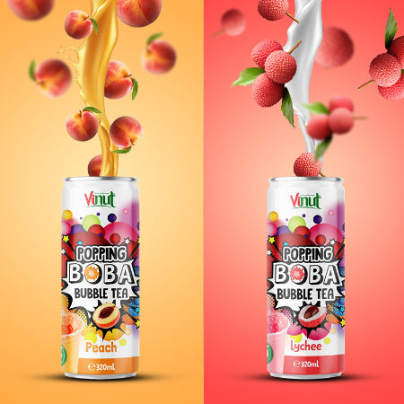 Popping Boba Bubble Tea Cans - Lychee (6x320ml) - Discount Coffee