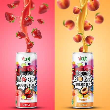 Popping Boba Bubble Tea Cans - Strawberry (6x320ml)