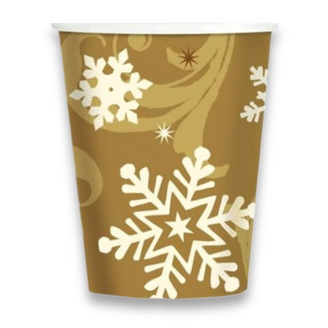 Christmas Snowflakes Paper Cups 8oz (8 Pack) - Discount Coffee