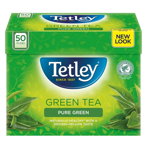 Tetley Pure Green Tea Bags (50 bags) - Discount Coffee